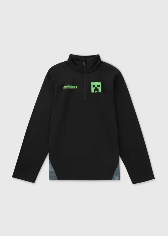 Minecraft Boys Black Quarter Zip Base Layer Jacket (4-13yrs)