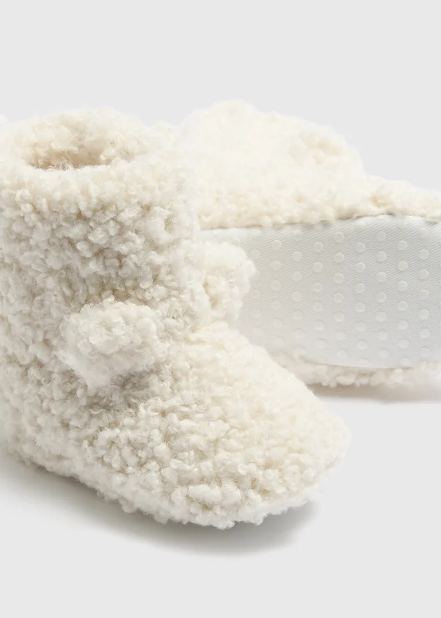 Cream Soft Sole Borg Boots (0-18mths)