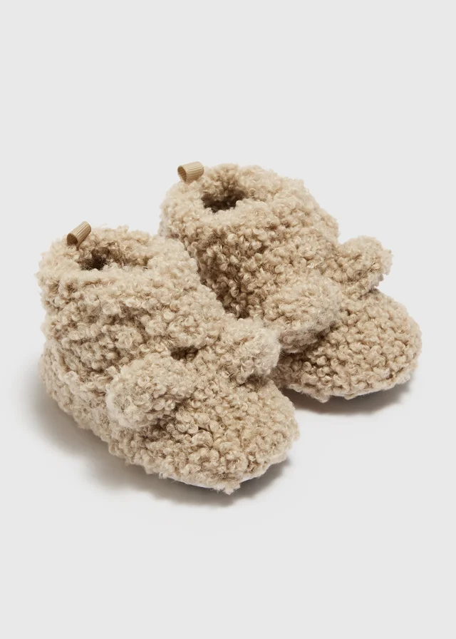 Baby Beige Borg Slipper Boots