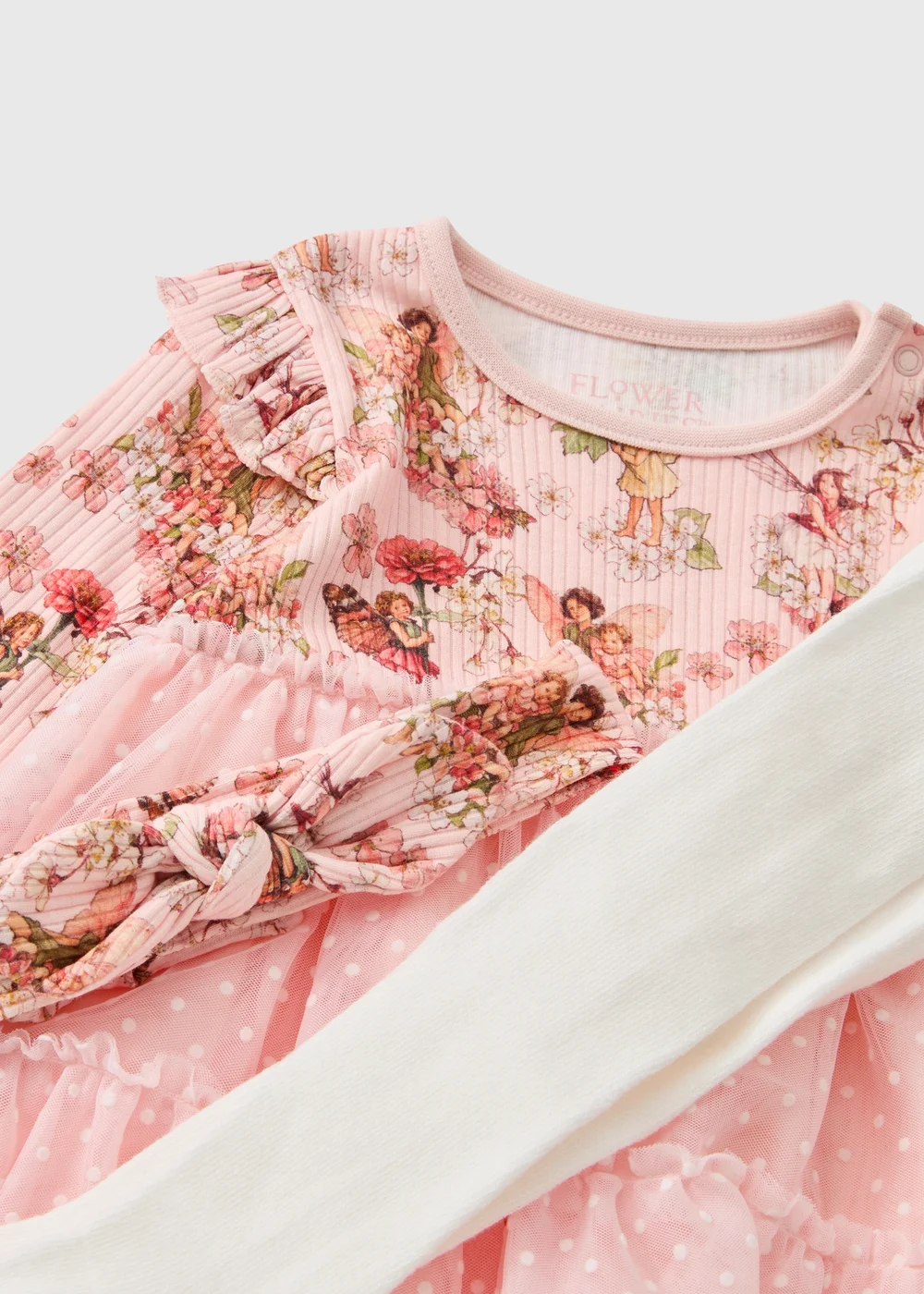 Baby Pink Flower Fairies Dress & Tights Set (Newborn-18 mnths) - Up to 1 Month Image 2