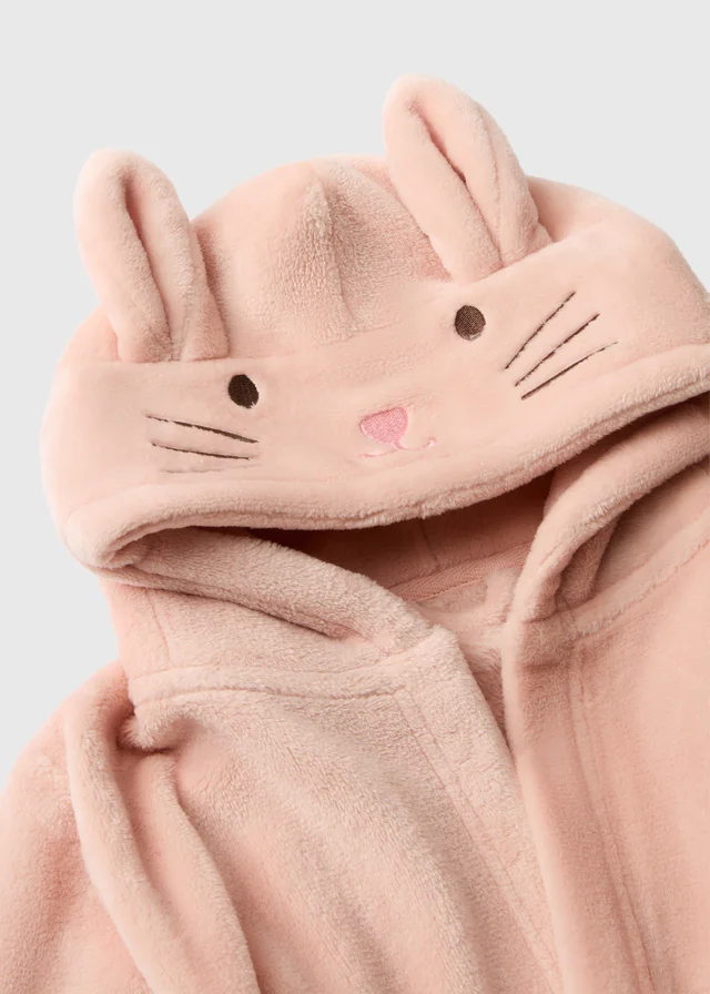 Girls Pink Bunny Hooded Robe (1-7yrs)