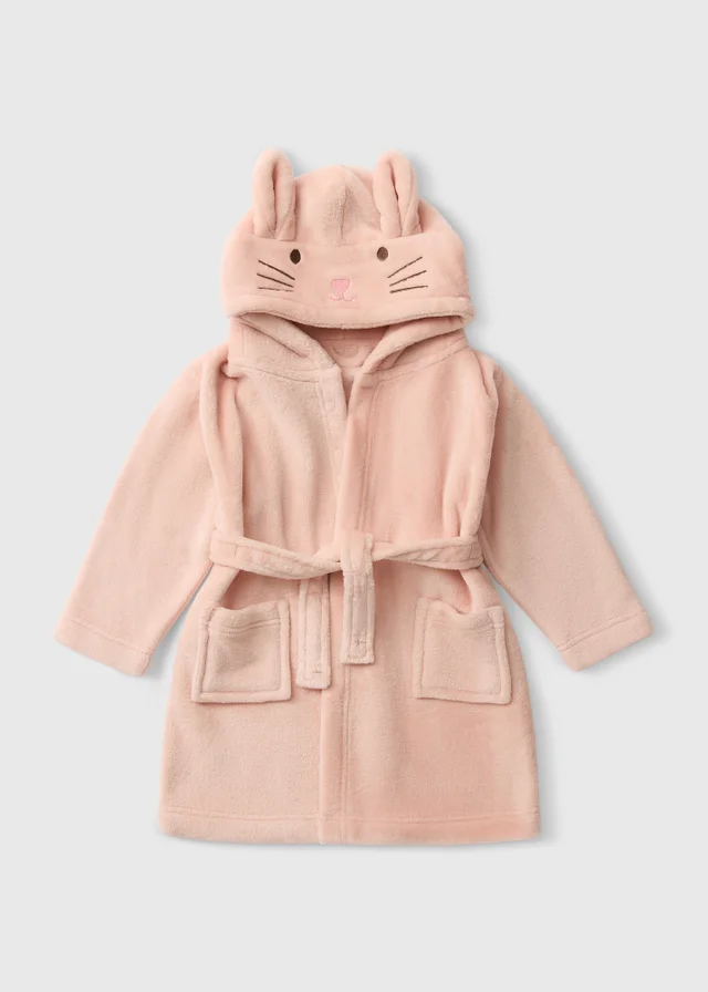 Girls Pink Bunny Hooded Robe (1-7yrs)