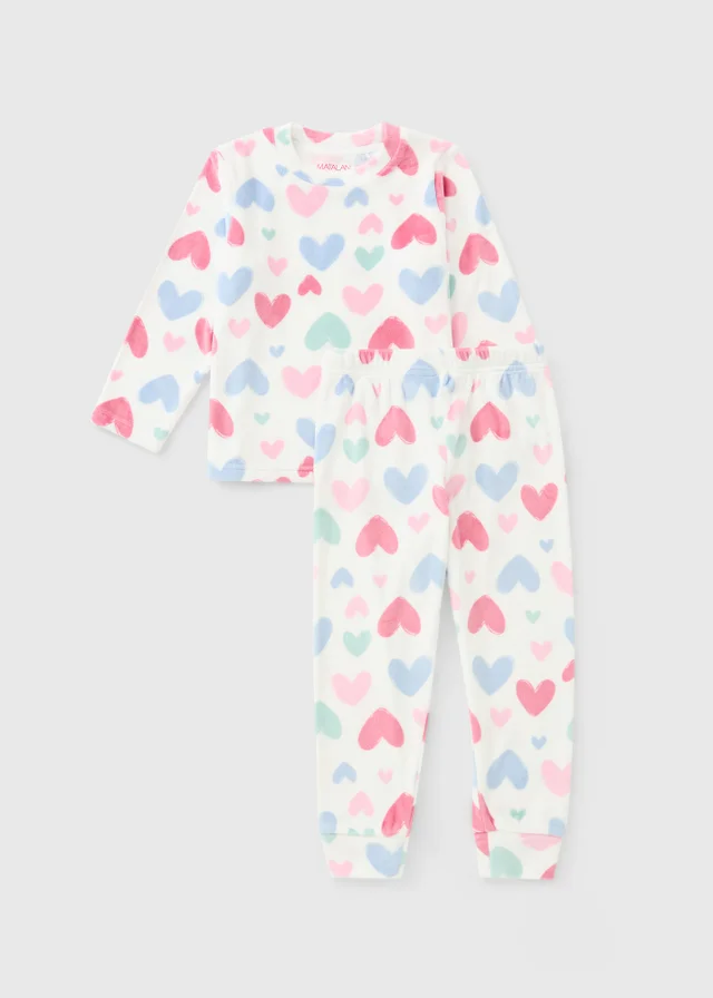 Pastel Heart Print Pyjama Set (1-13 Yrs)