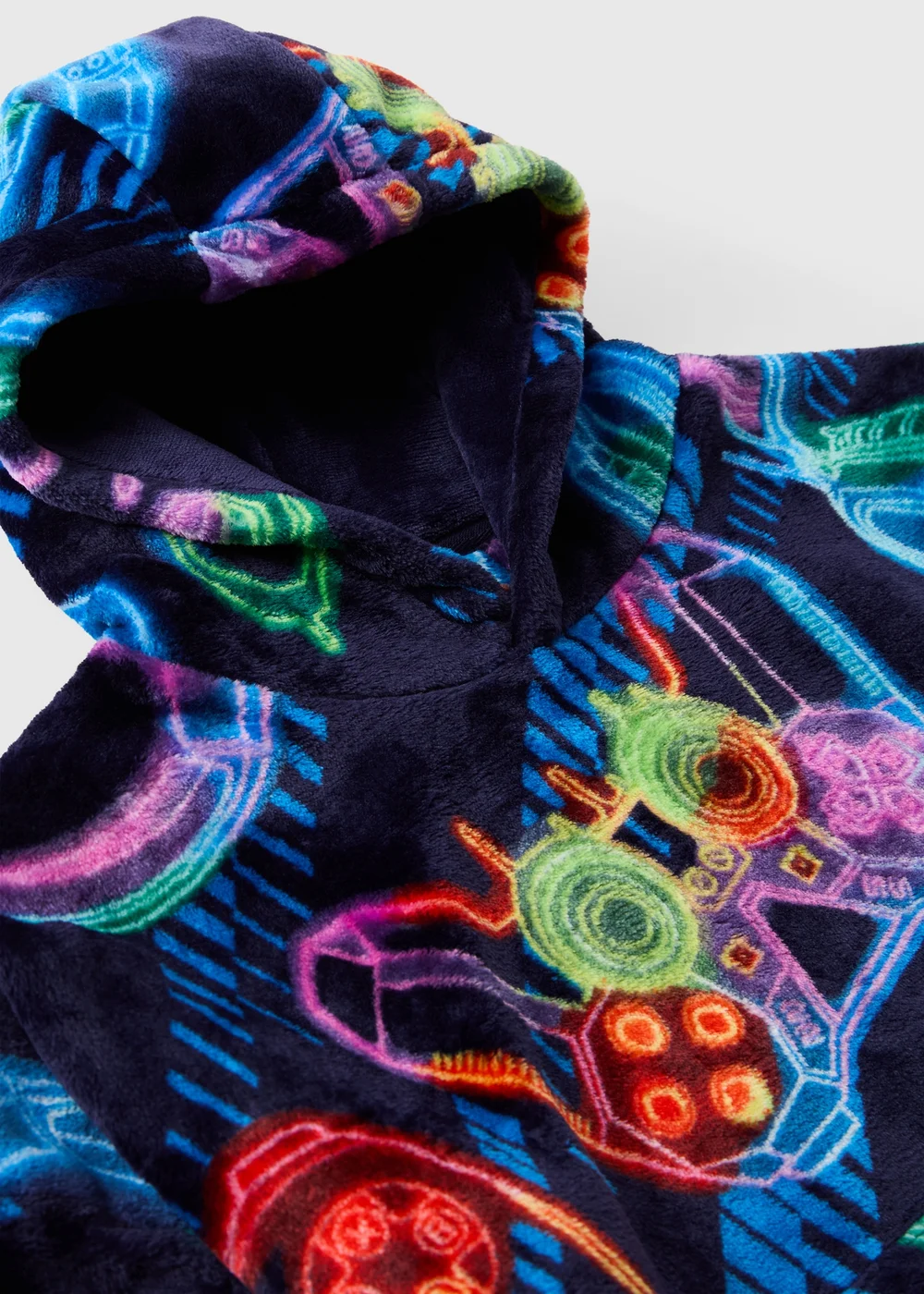 Boys Navy Gaming Print Fleece Hoodie - S Image 2