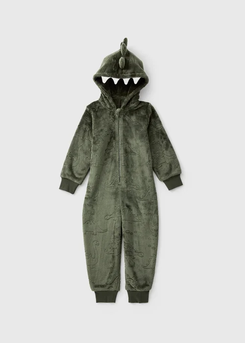 Boys Green Dino Onesie (1-7yrs) - 1-1.5 Yrs Image 1
