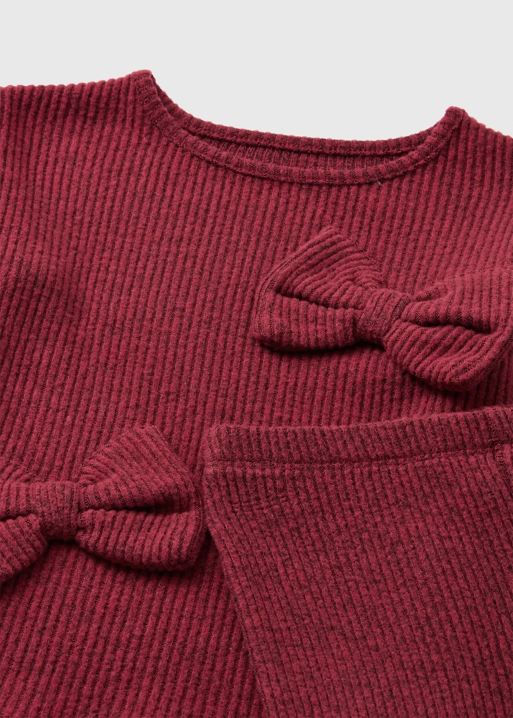 Girls Burgundy Bow Knit Co-ord Set - 1-1.5 Yrs Image 2