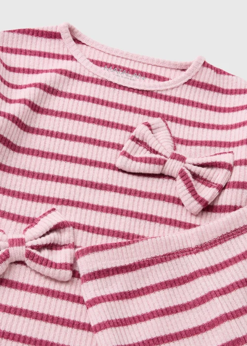 Girls Pink Stripe Bow Applique Top & Legging Set (1-8yrs) - 1-1.5 Yrs Image 2