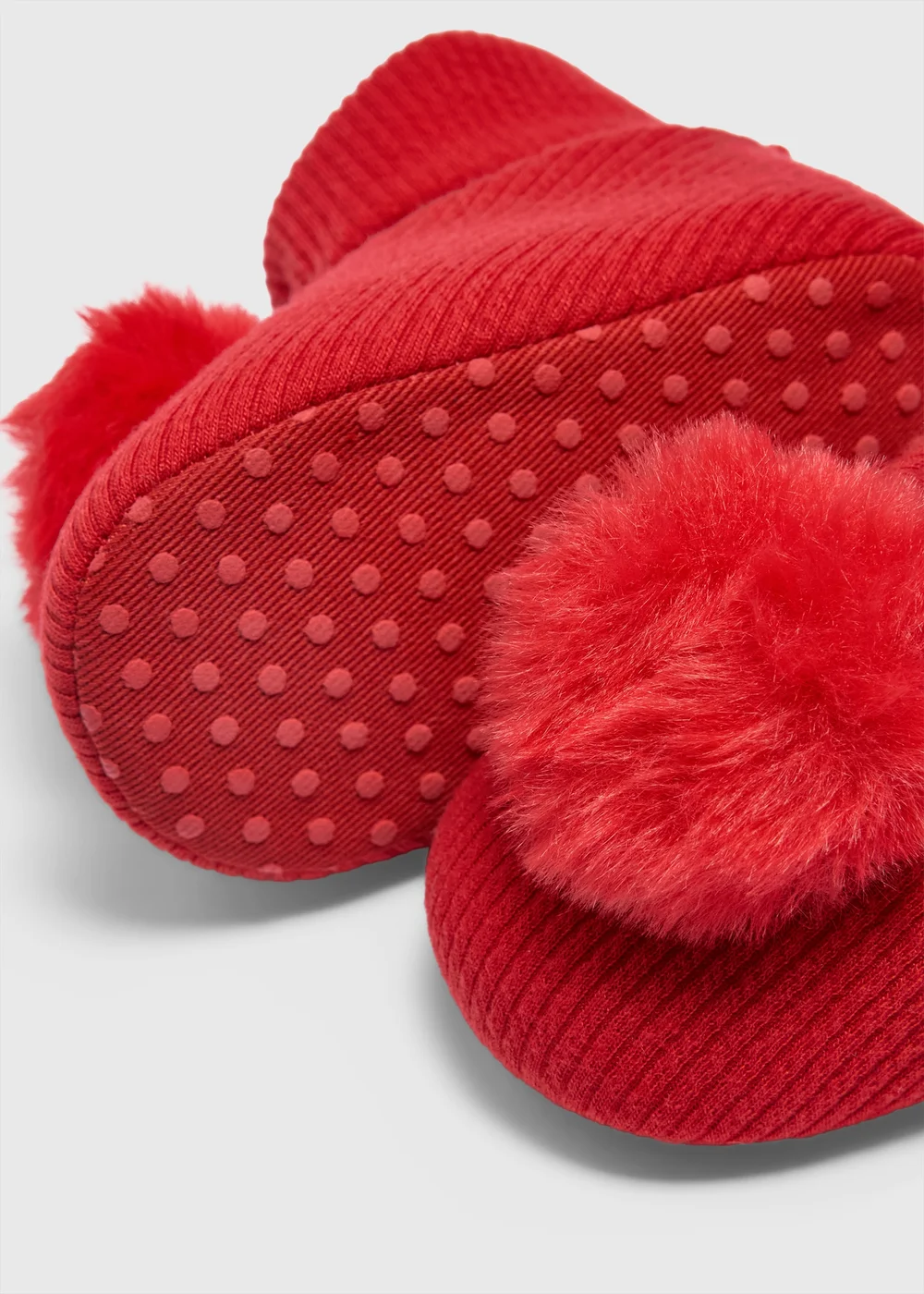 Baby Red Pom Pom Sock Boots (Newborn-18 Mnths) - 0-3 months Image 2