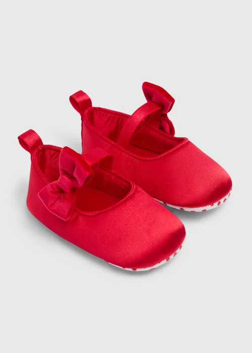 Baby Red Bow Ballet Shoes (Newborn-18 mnths) - 6-9 months Image 1