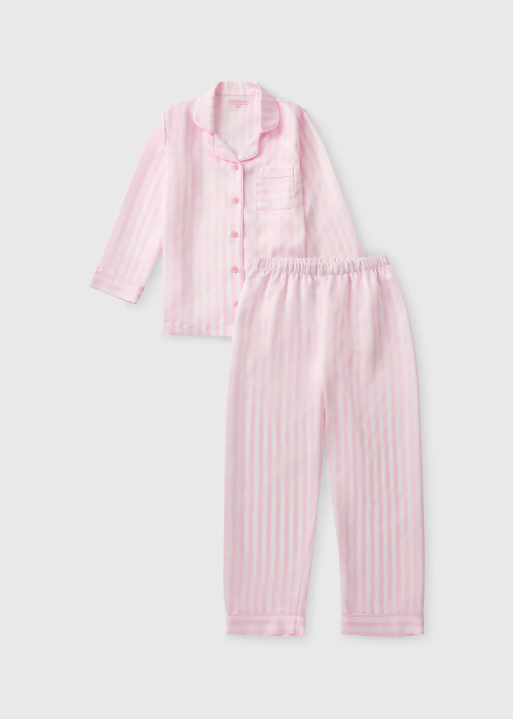 Girls Pink Satin Striped Pyjama Set (4-13yrs) - 4 Yrs Image 1