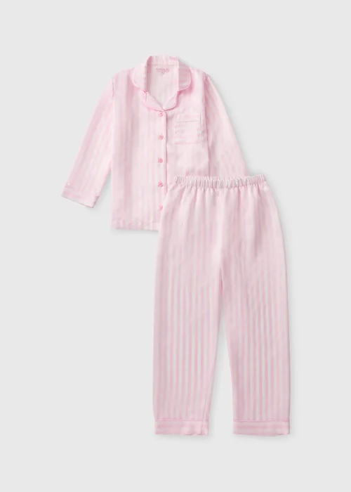 Girls Pink Satin Striped Pyjama Set (4-13yrs) - 4 Yrs Image 1