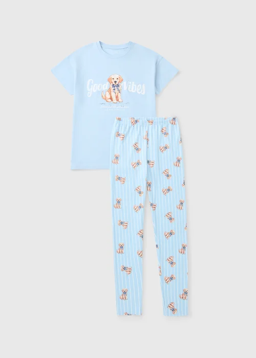 Girls Blue Golden Retriever Pyjamas (7-13 Yrs) - 7 Yrs Image 1