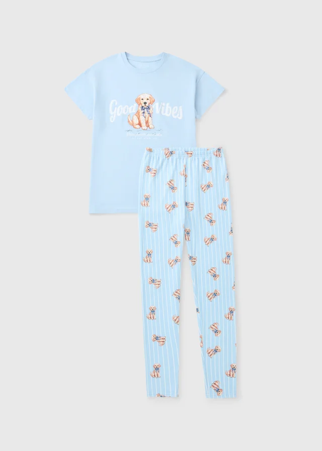 Girls Blue Golden Retriever Pyjamas (7-13 Yrs)