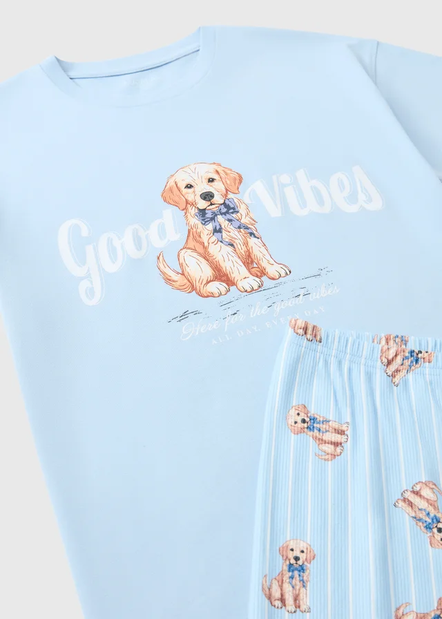 Girls Blue Golden Retriever Pyjamas (7-13 Yrs)