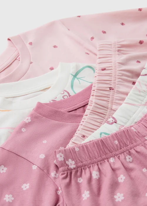 3 Pack Girls Pink Woodland Pyjama Set (1-7yrs) - 1-1.5 Yrs Image 2