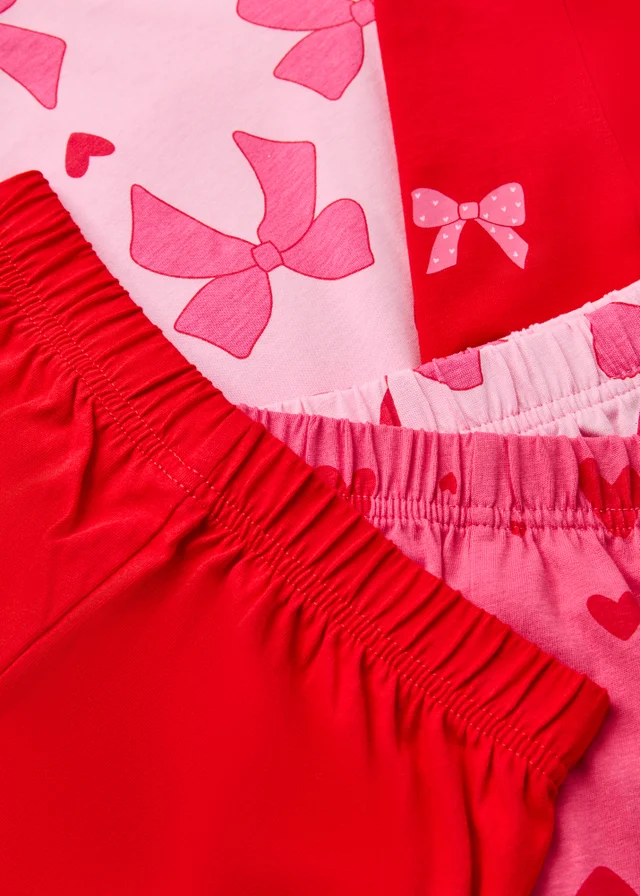 3 Pack Girls Red/Pink Pyjama Set (1-7 Yrs)