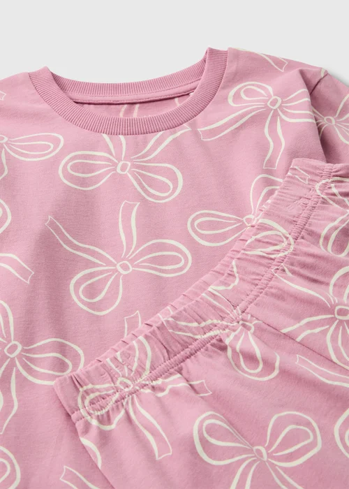 Girls Pink Bow Pyjama Set (1-13yrs) - 1-1.5 Yrs Image 2