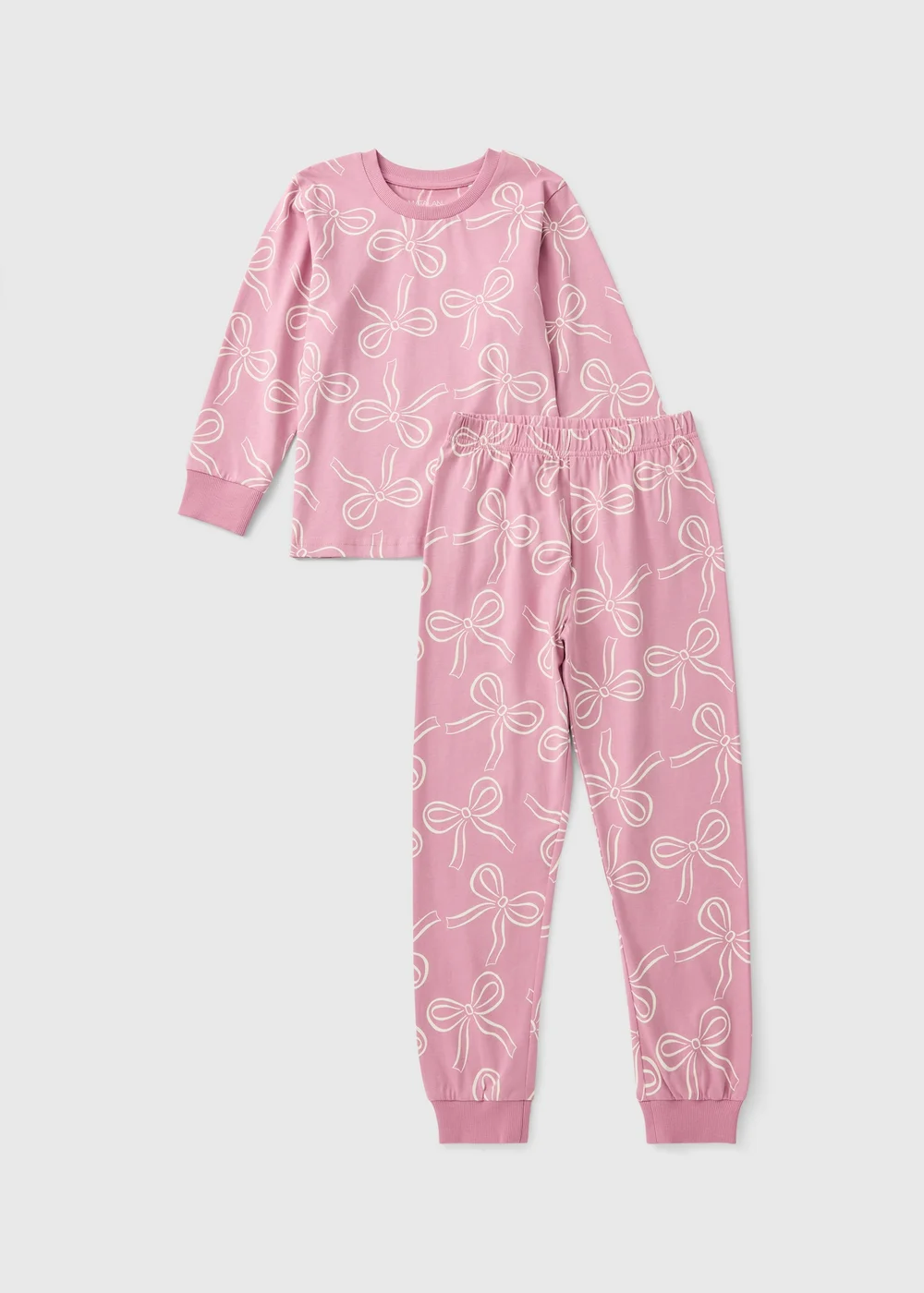Girls Pink Bow Pyjama Set (1-13yrs) - 1-1.5 Yrs Image 1