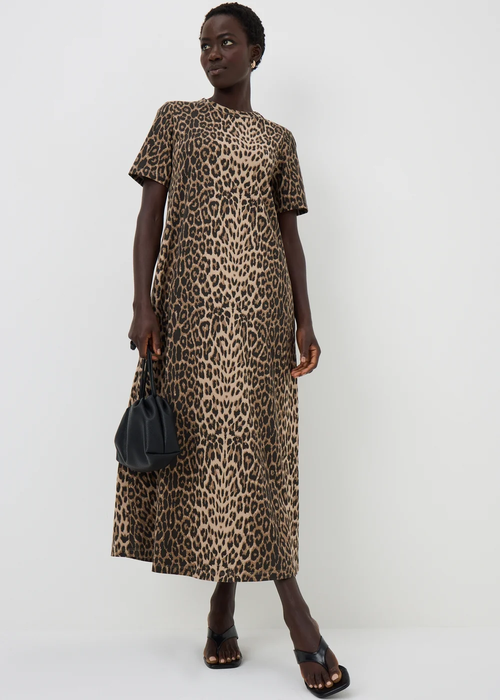 Brown Animal Print Midaxi T-Shirt Dress - 22 Image 1