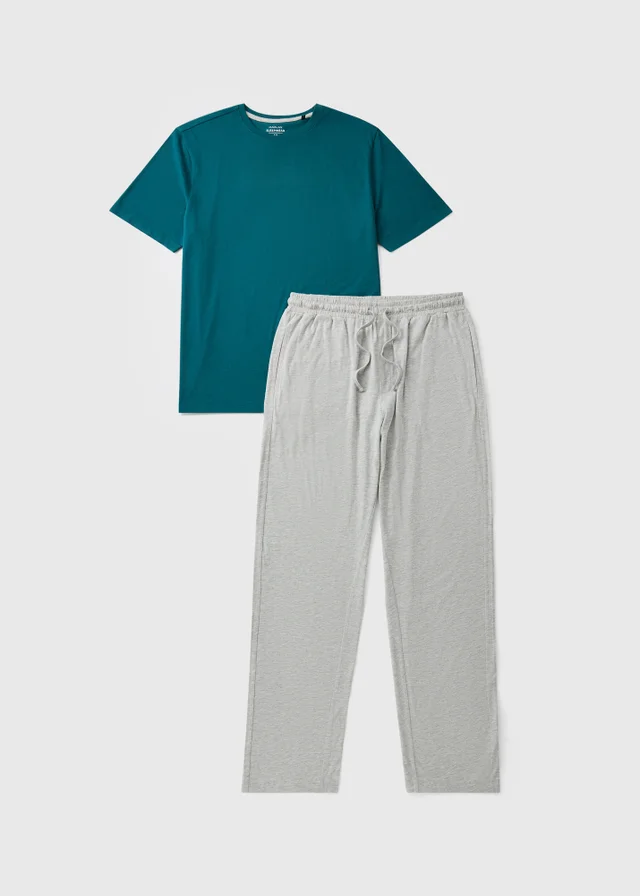 Teal Basic Long Pyjama Set