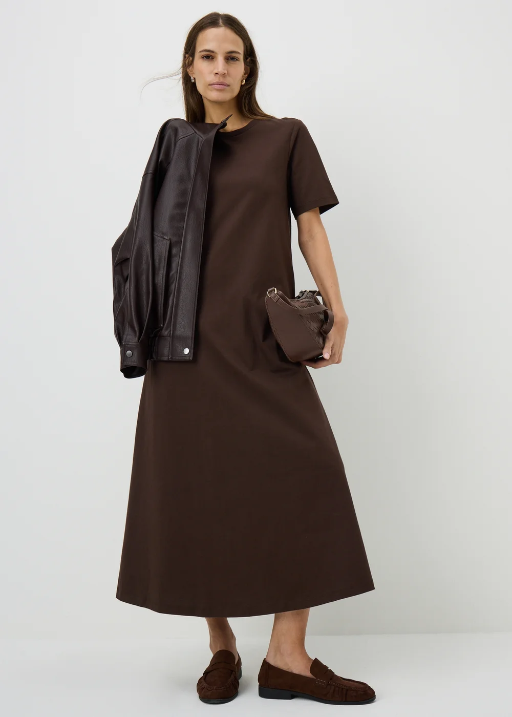 Chocolate Brown Midaxi T-Shirt Dress - 8 Image 1