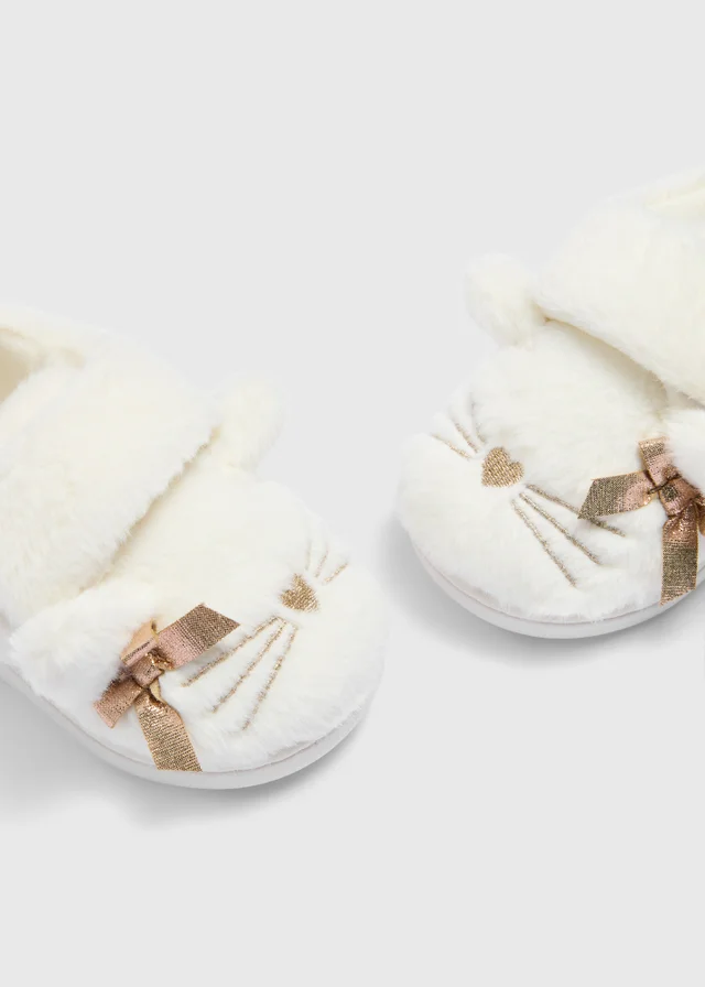 Girls Cat Novelty Slippers (Younger 4-11)