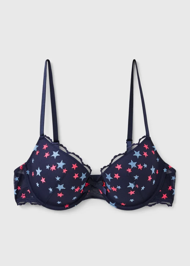 Navy Star Embroidered Co Ord Bra