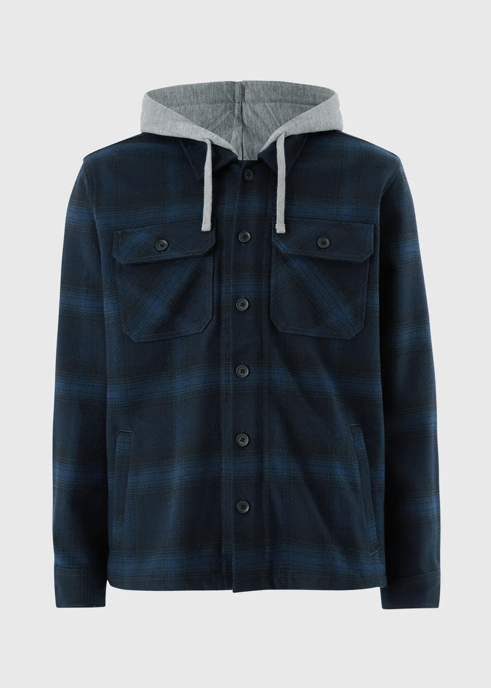 Navy Check Hooded Shacket - S Image 4