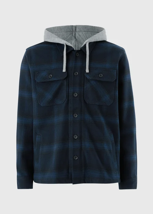 Navy Check Hooded Shacket - S Image 4