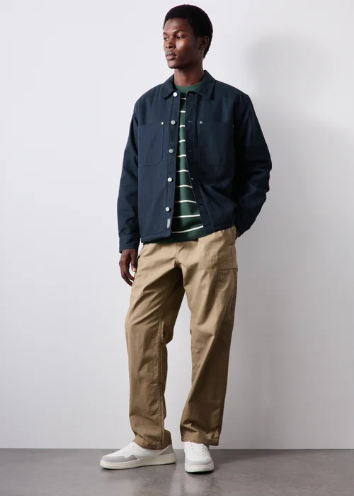 Navy Borg Herringbone Overshirt - M Image 4