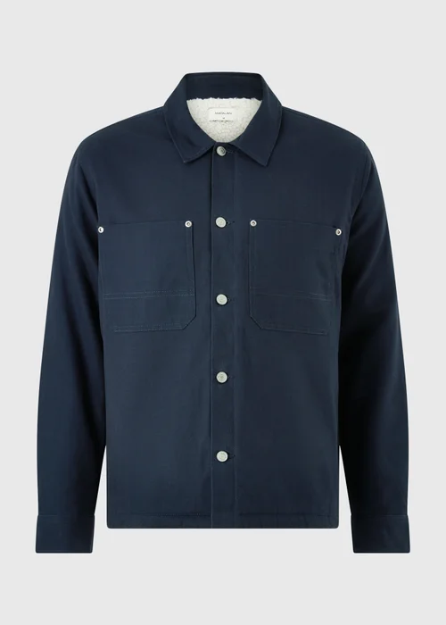 Navy Borg Herringbone Overshirt - M Image 5