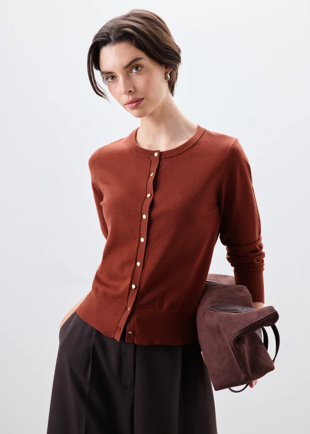 Orange Button Through Cardigan