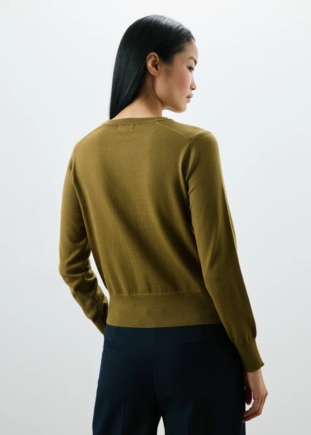 Khaki Knitted Crew Neck Cardigan - 8 Image 2