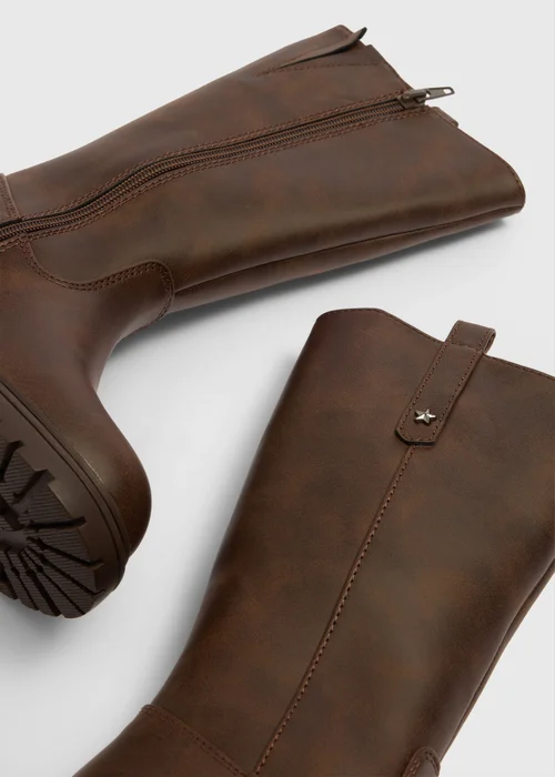 Girls Brown Faux Leather Boots (Younger 10-Older 5) - 10 Infants Image 2