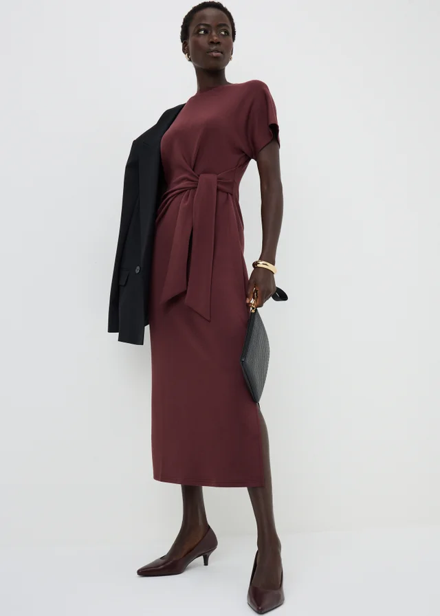 Chocolate Tie Waist Midi Dress