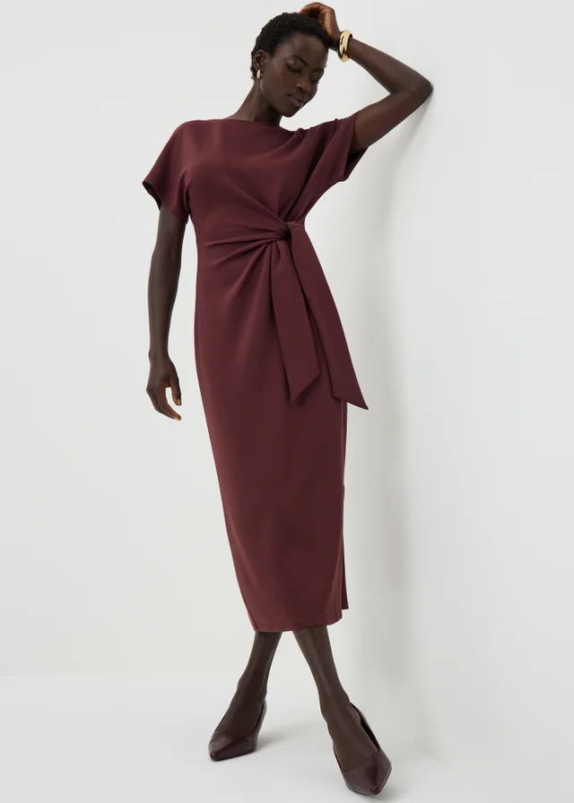 Chocolate Tie Waist Midi Dress