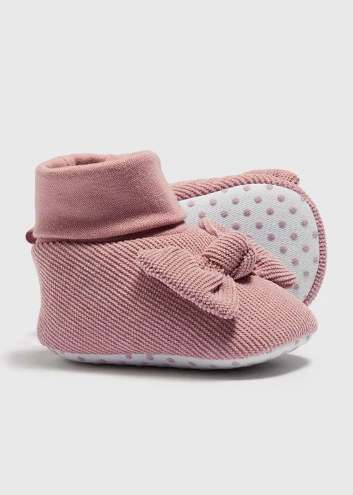 Baby Pink Bow Sock Boots (Newborn-18 Months) - 6-9 months Image 2