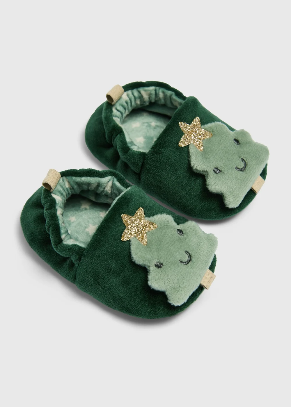 Baby Green Christmas Tree Slippers (Newborn-18 mnths) - 0-3 months Image 1