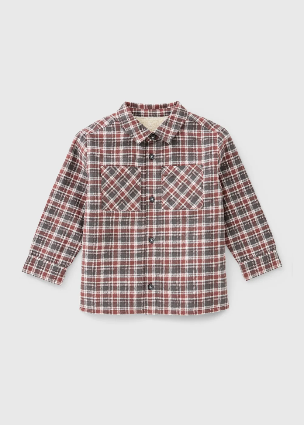 Boys Charcoal Checked Borg Lined Shacket (1-8yrs) - 1-1.5 Yrs Image 1