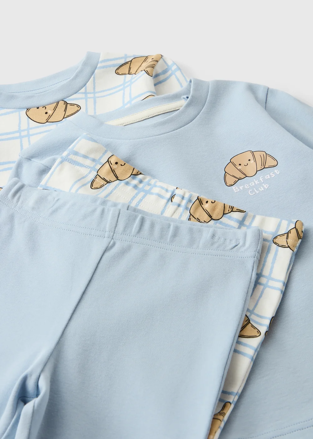 2 Pack Girls Blue Croissant Pyjamas (1-7 Yrs) - 1-1.5 Yrs Image 2