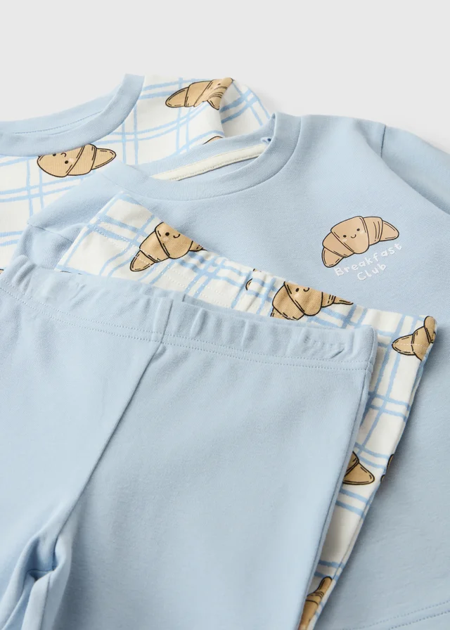 2 Pack Boys Blue Croissant Pyjamas (1-7yrs)