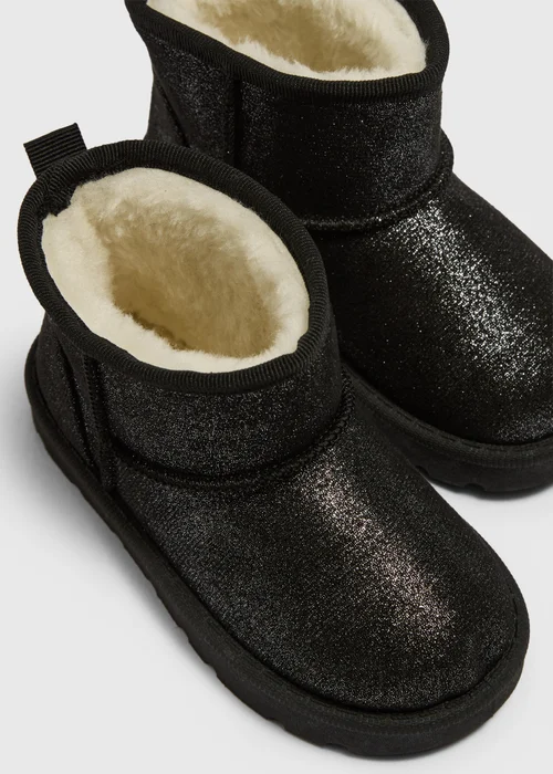 Girls Black Sparkle Snug Boots (Younger 4-9) - 4 Infants Image 2