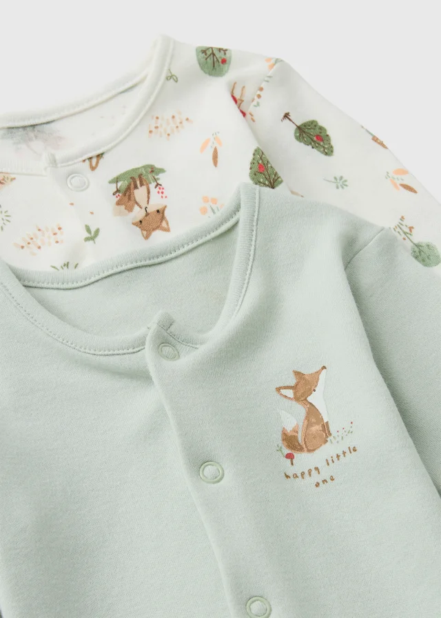 2 Pack Baby Green Fox Sleepsuits (0-23mths)