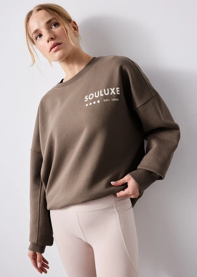 Souluxe Taupe Graphic Sweatshirt