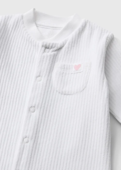 Baby White Ribbed Heart Romper (0-23mths) - First Size Image 2