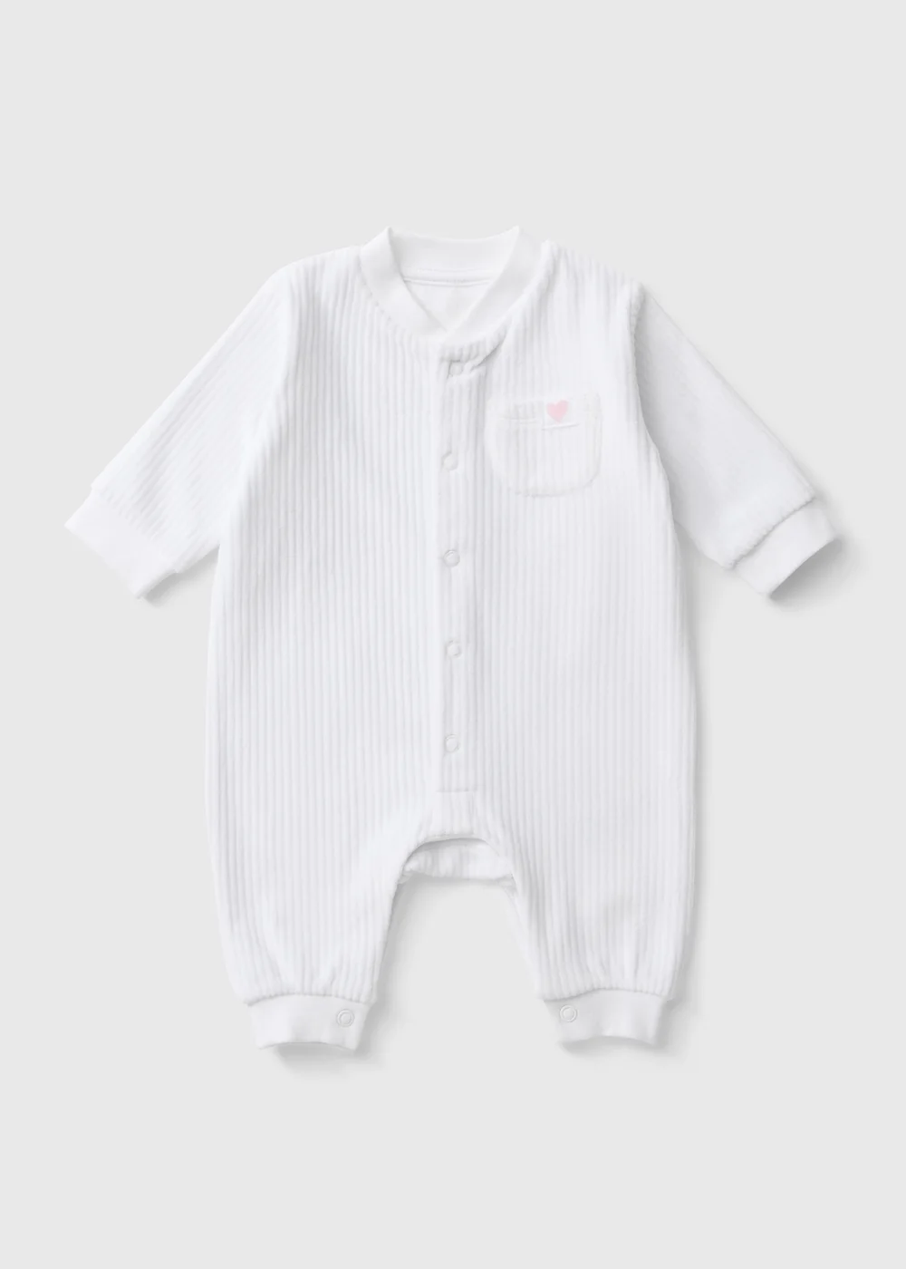 Baby White Ribbed Heart Romper (0-23mths) - First Size Image 1