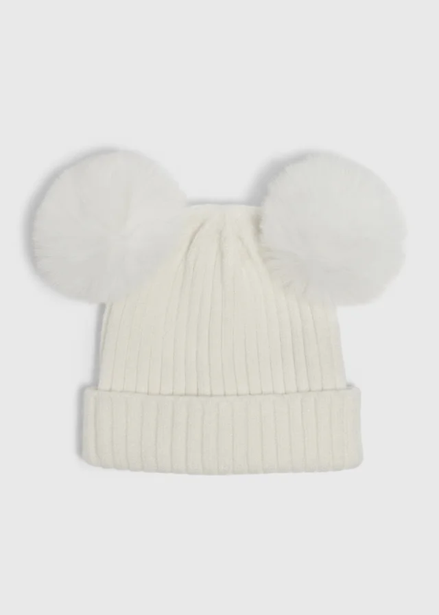Baby Cream Pom Pom Beanie (0-24mths)