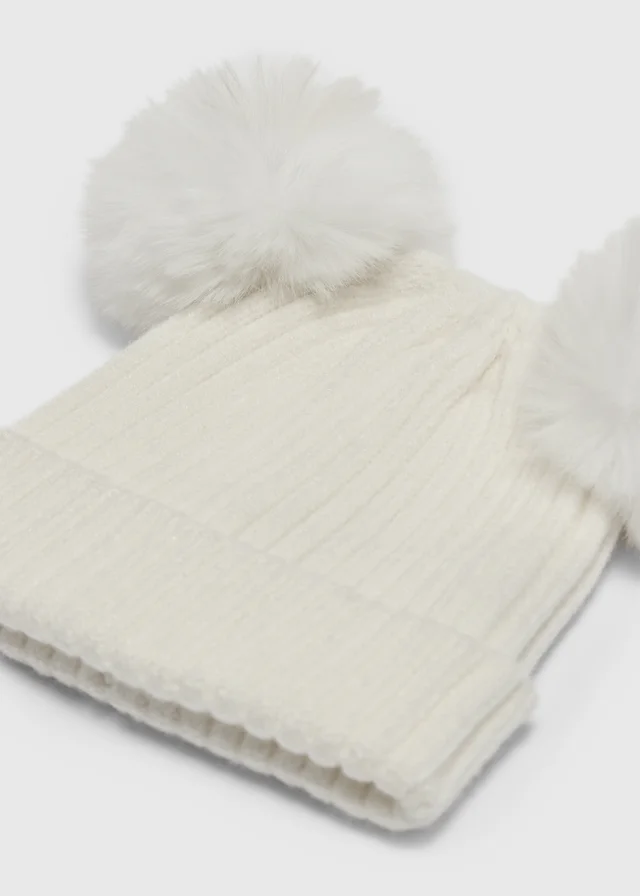 Baby Cream Pom Pom Beanie (0-24mths)