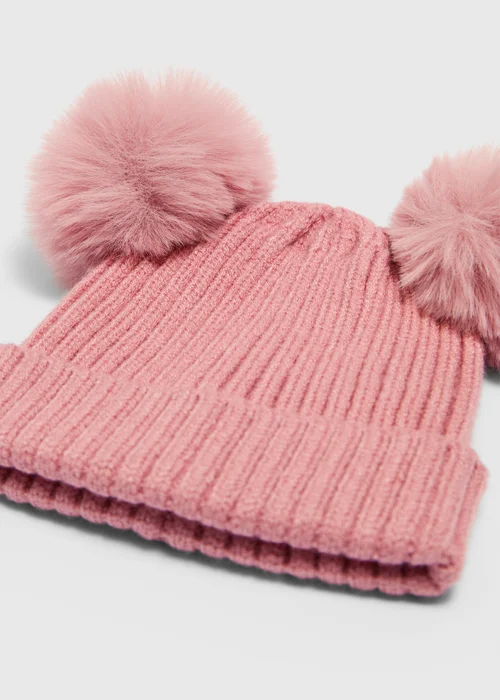 Baby Pink Pom Pom Beanie (0-24mths) - Up to 1 Month Image 2