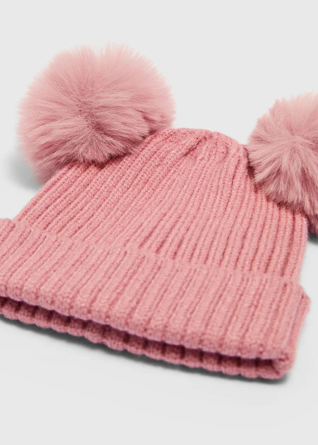 Baby Pink Pom Pom Beanie (0-24mths)